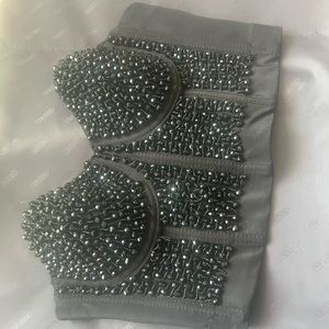 The Sang rhinestone dress shirt Beaded Bustier Bra Corset Crop Top